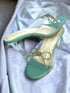 Pastel Green Clear Strap Bella Heels with Bow - cunei